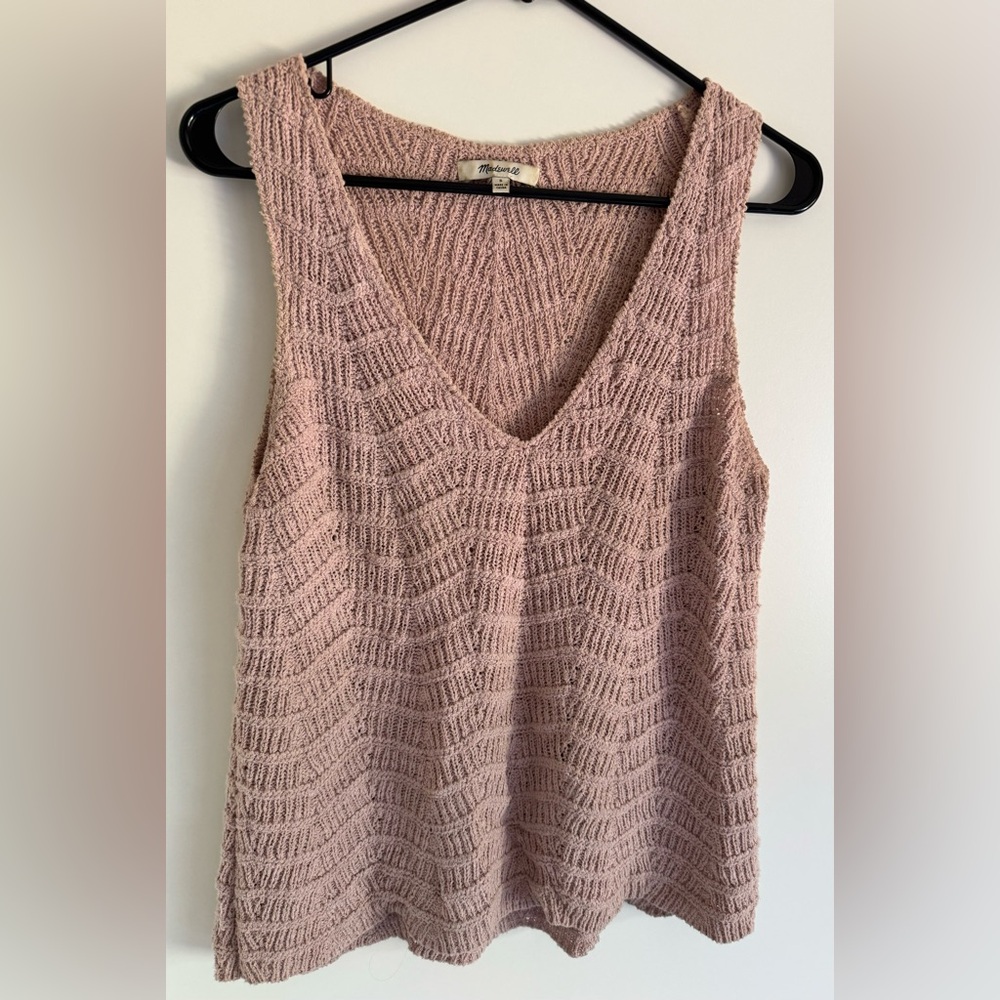 Madewell Crocheted Sweater Tank in Wisteria Dove